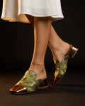 Solene Women's Floral Silk Square Toe Mules