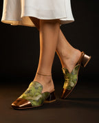Solene Women's Floral Silk Square Toe Mules