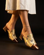 Solene Women's Floral Silk Square Toe Mules