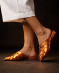 Lucia Women's Woven Leather Pointed Mules