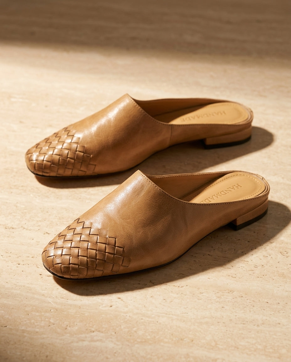 Della Women's Woven Leather Mules