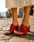 Saida Women's Leather Open Toe Block Mules