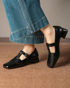 Vesna Women's Leather T Strap Block Pumps