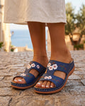 Liana Women's Floral Embroidered Wedge Sandals