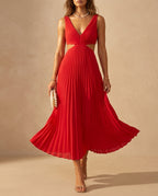 Camille Women's Pleated Cut Out Midi Dress