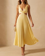 Camille Women's Pleated Cut Out Midi Dress