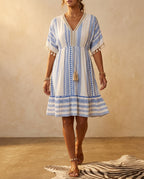 Saffron Women's Boho Tassel Mini Dress
