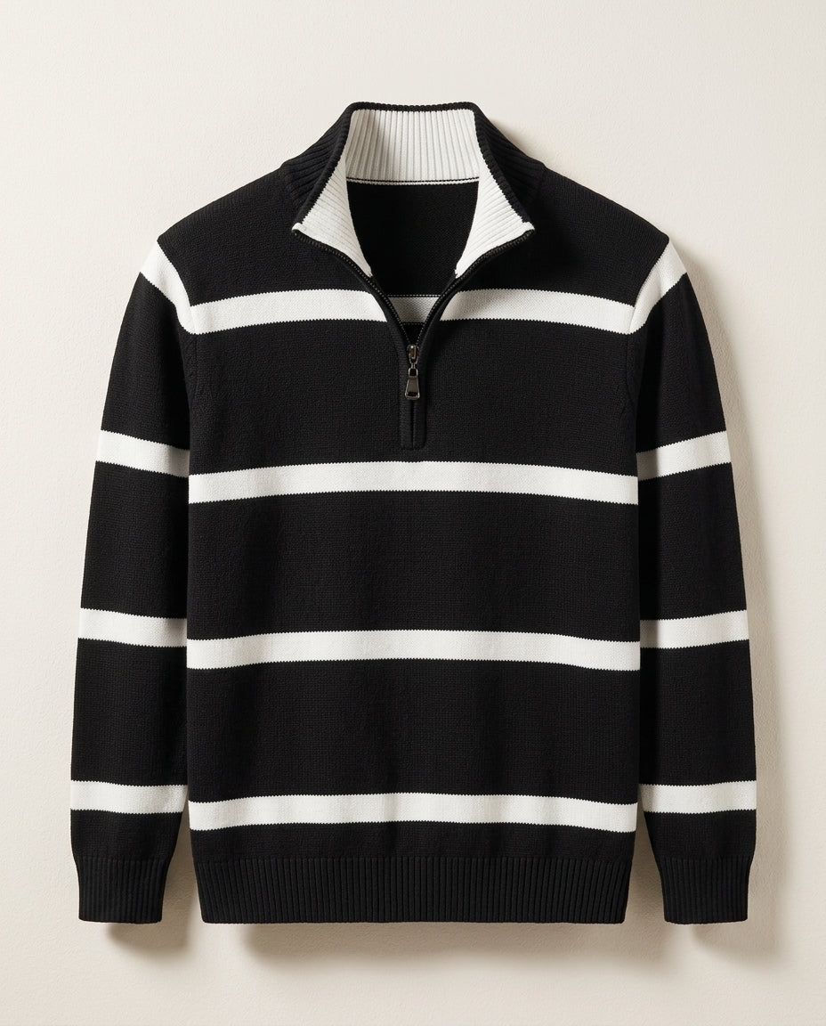 Hayes Men's Striped Cotton Quarter Zip