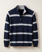 Hayes Men's Striped Cotton Quarter Zip