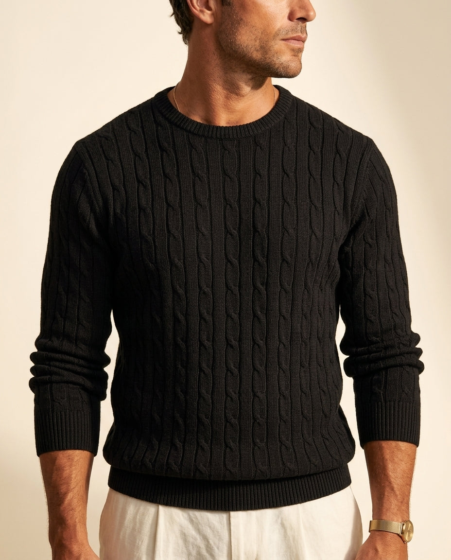 Keo Men's Cable Knit Cotton Sweater