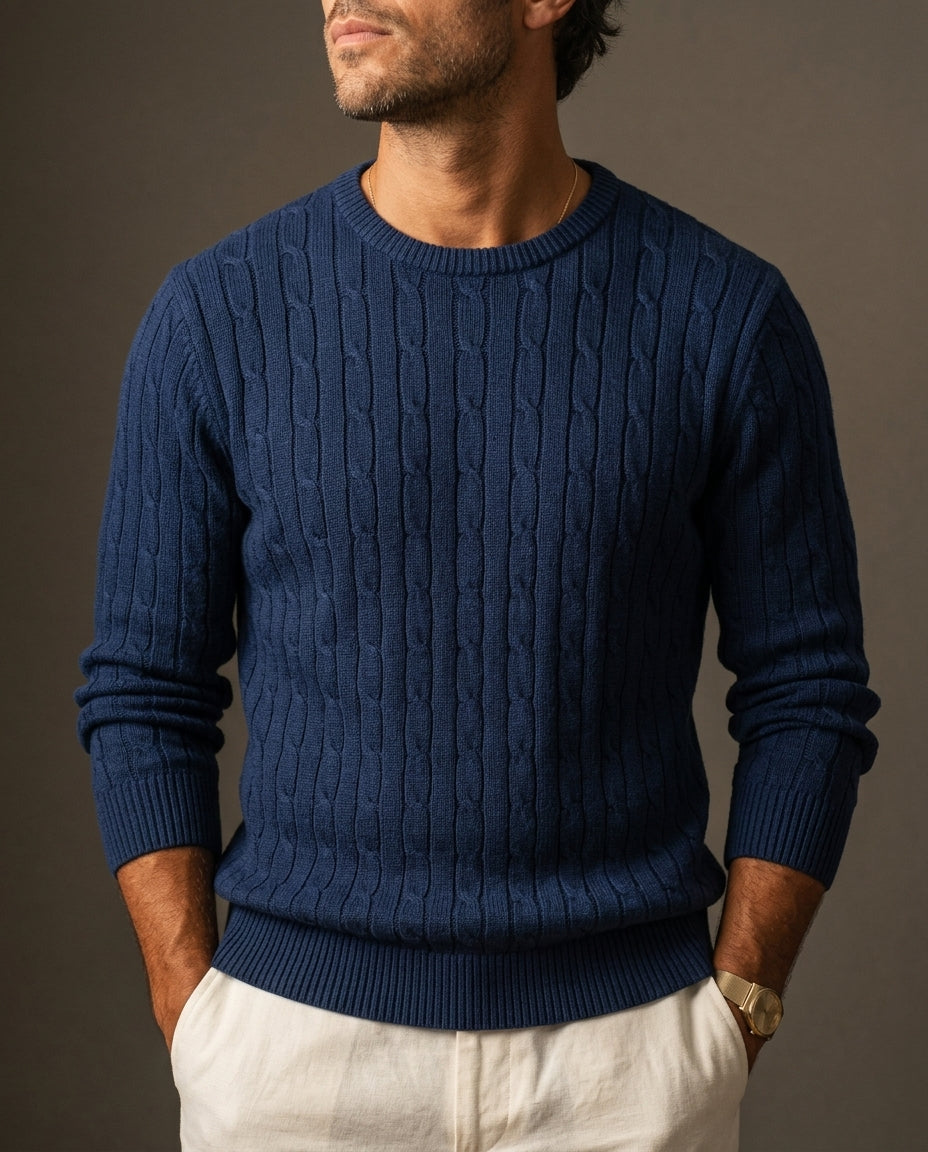 Keo Men's Cable Knit Cotton Sweater