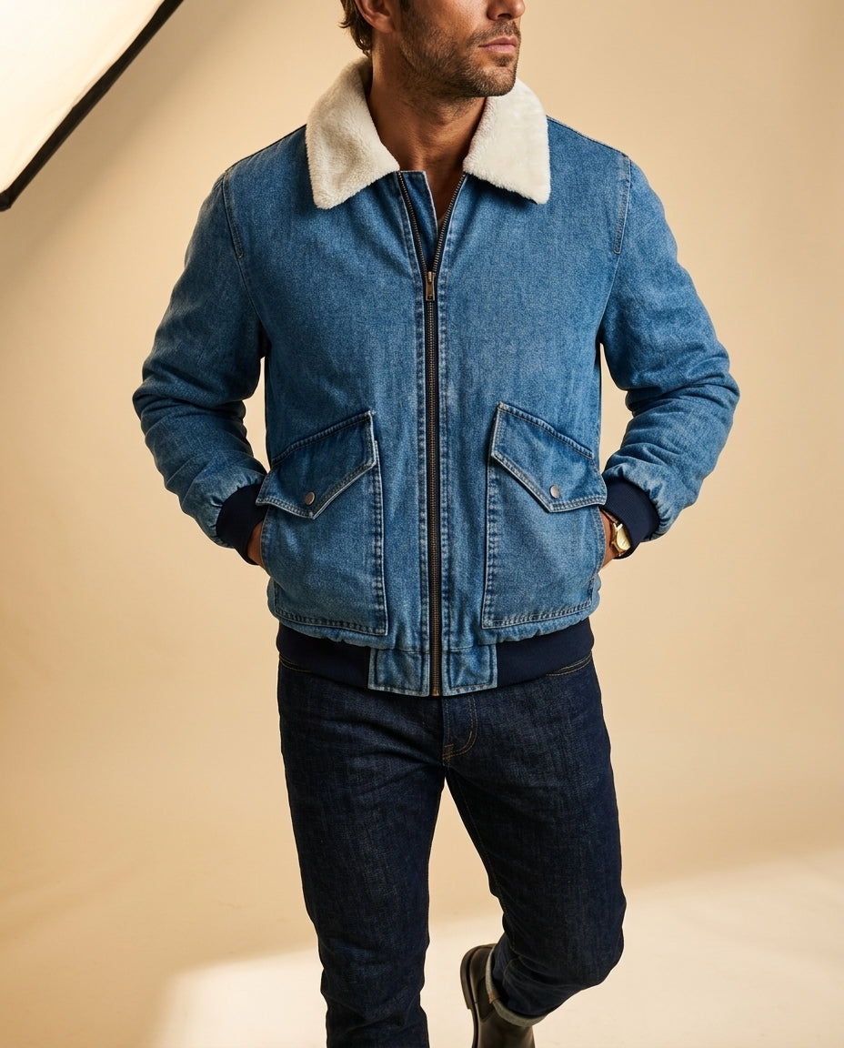Wyatt Men's Sherpa Lined Denim Jacket