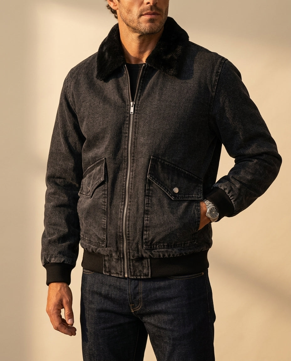 Wyatt Men's Sherpa Lined Denim Jacket