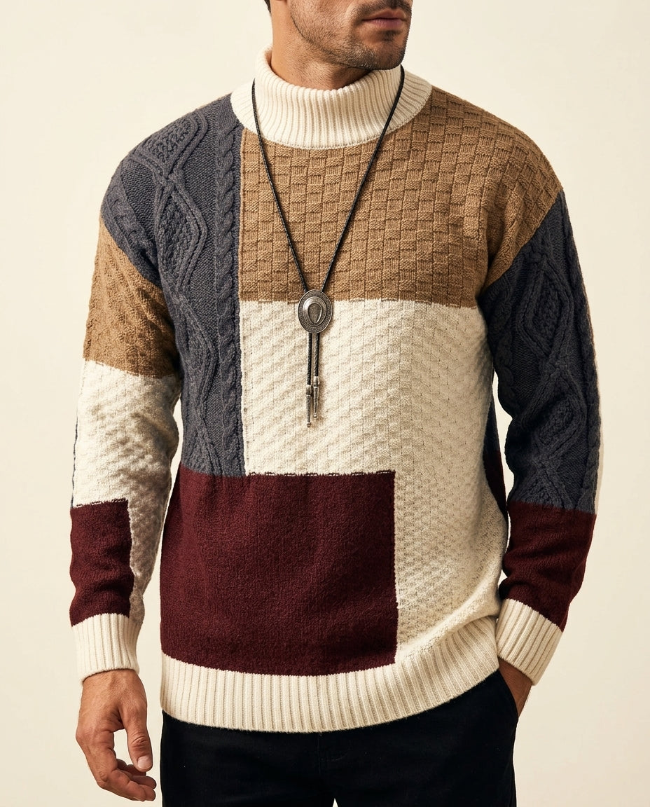 Bowen Men's Patchwork Cotton Knit Sweater