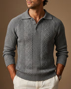 Matteo Men's Chevron Cashmere Polo Sweater