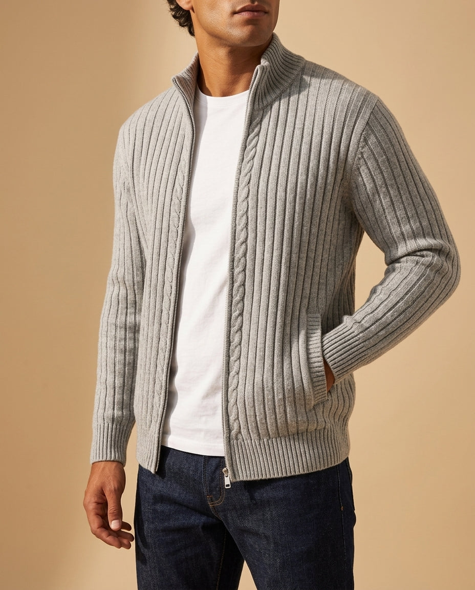 Dorian Men's Breathable Cotton Zip Cardigan