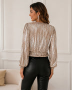 Seraphine Women's Sequin V Neck Blouse