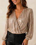 Seraphine Women's Sequin V Neck Blouse
