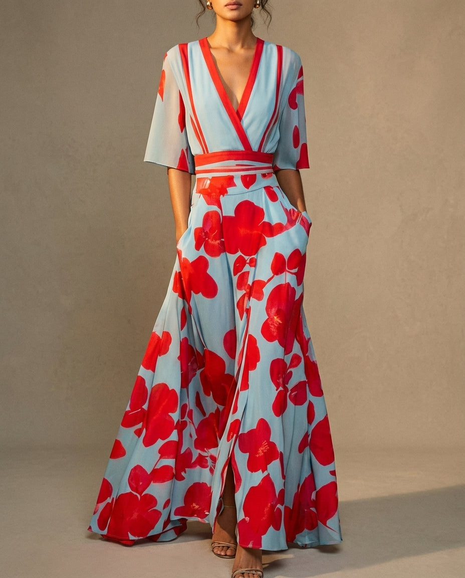 Marguerite Women's Floral Wrap Maxi Dress