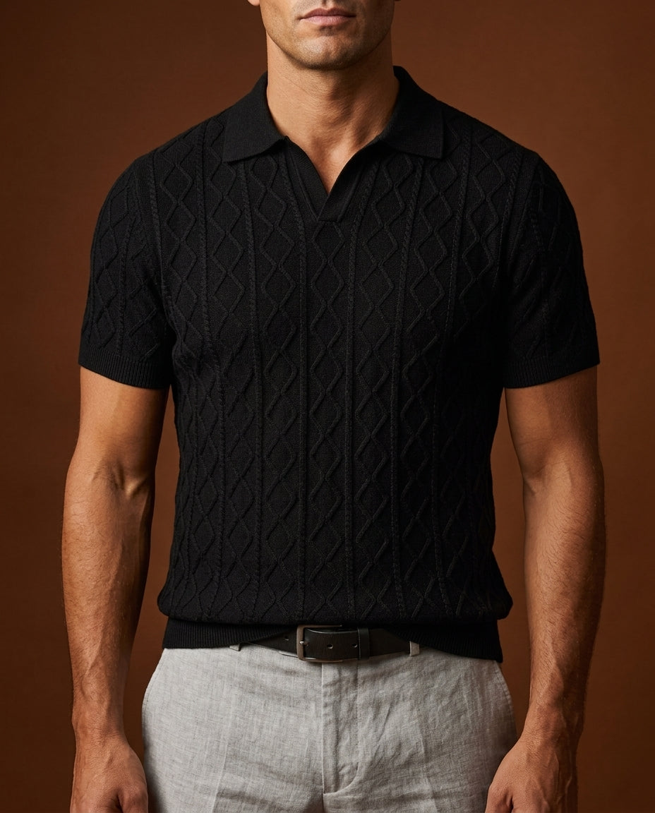 Rafferty Men's Textured Knit Polo Shirt