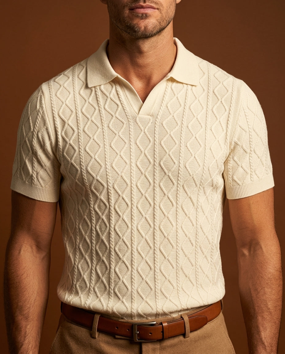 Rafferty Men's Textured Knit Polo Shirt