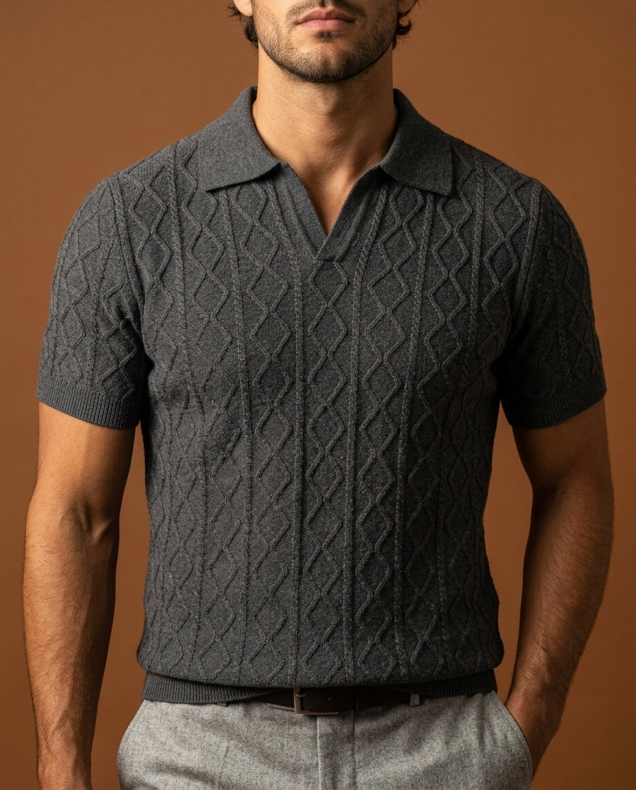 Rafferty Men's Textured Knit Polo Shirt