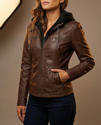Marlowe Women's Leather Armored Moto Jacket