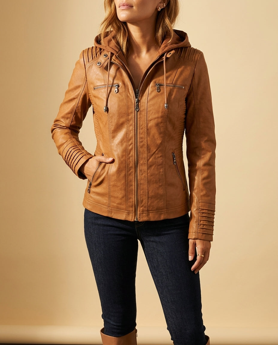 Marlowe Women's Leather Armored Moto Jacket