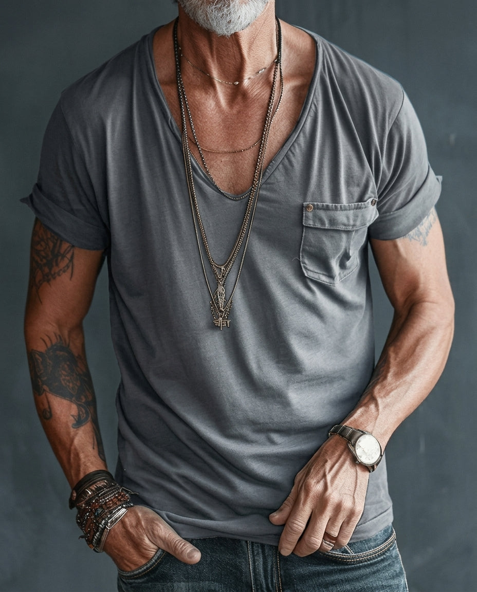 Rhett Men's Combed Cotton V Neck Tee
