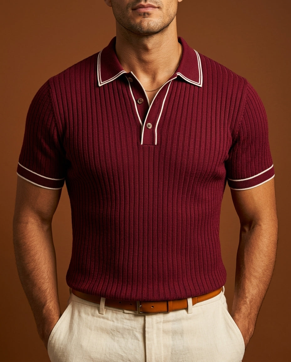 Preston Men's Breathable Ribbed Polo Shirt