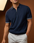 Cordoba Men's Ribbed Knit Zip Polo Shirt