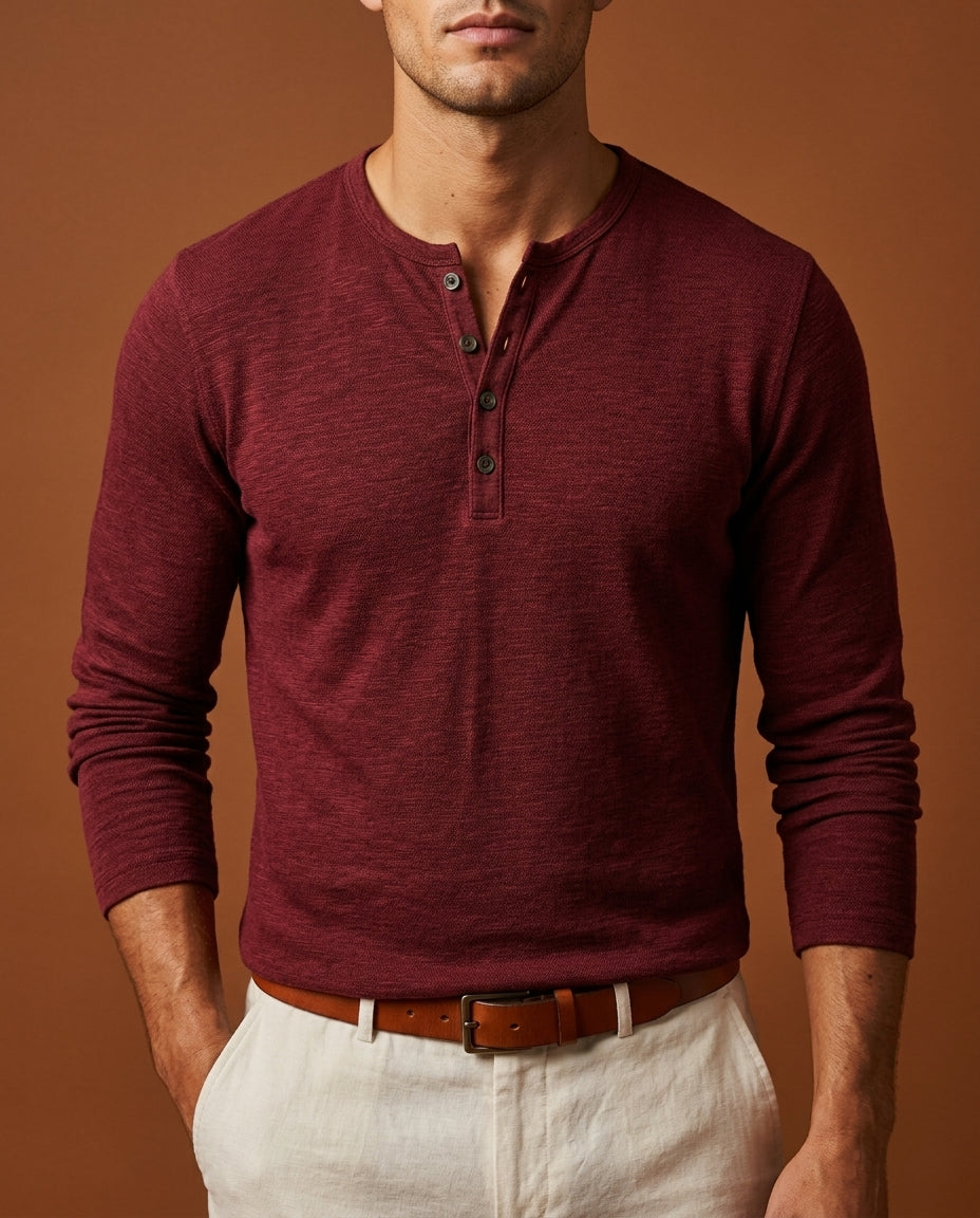Beckett Men's Slim Fit Long Sleeve Henley