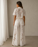 Delphine Women's Lace Wide Leg Pants Set