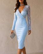 Seraphina Women's Lace Sleeve Midi Dress