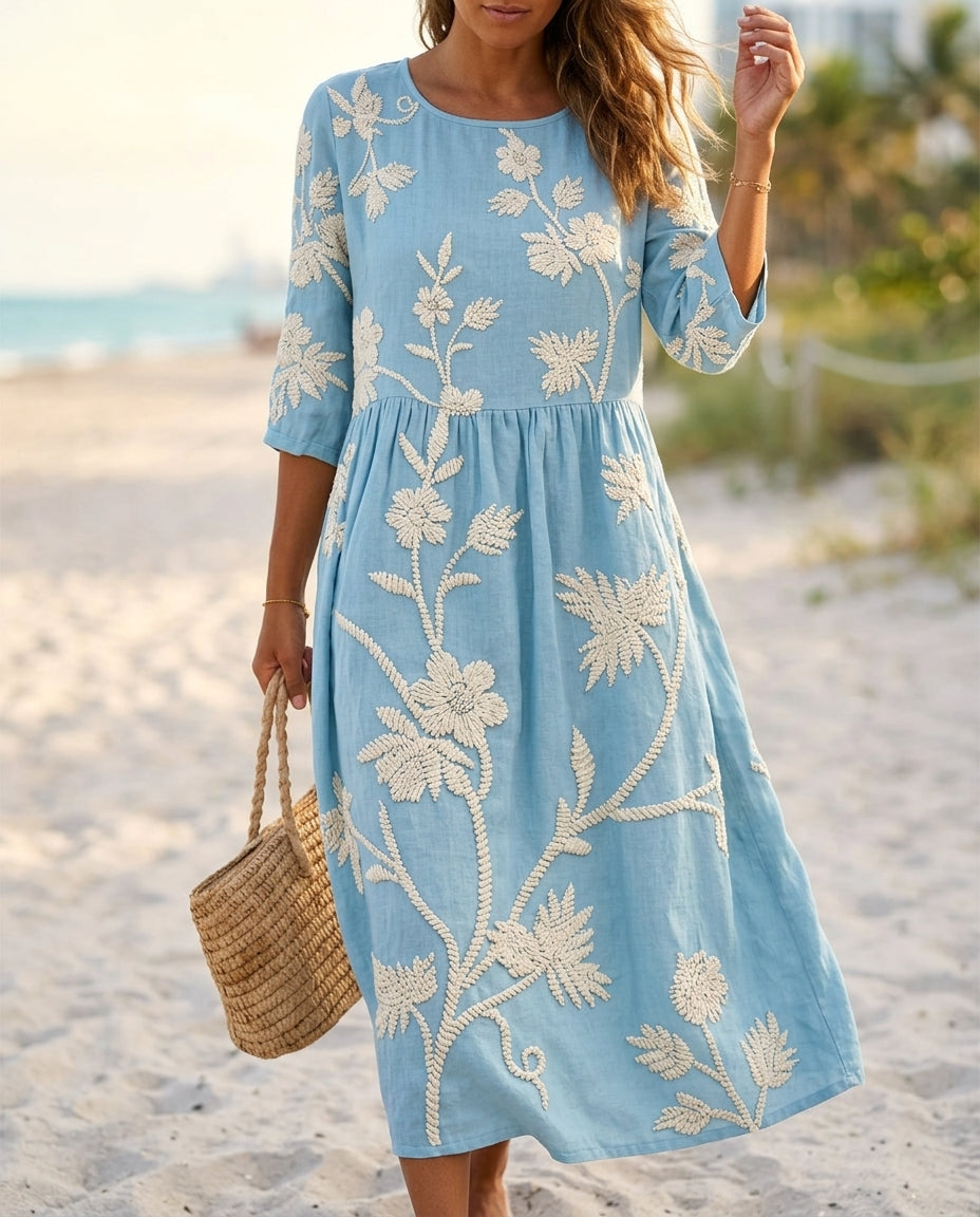 Isadora Women's Floral Embroidered Midi Dress
