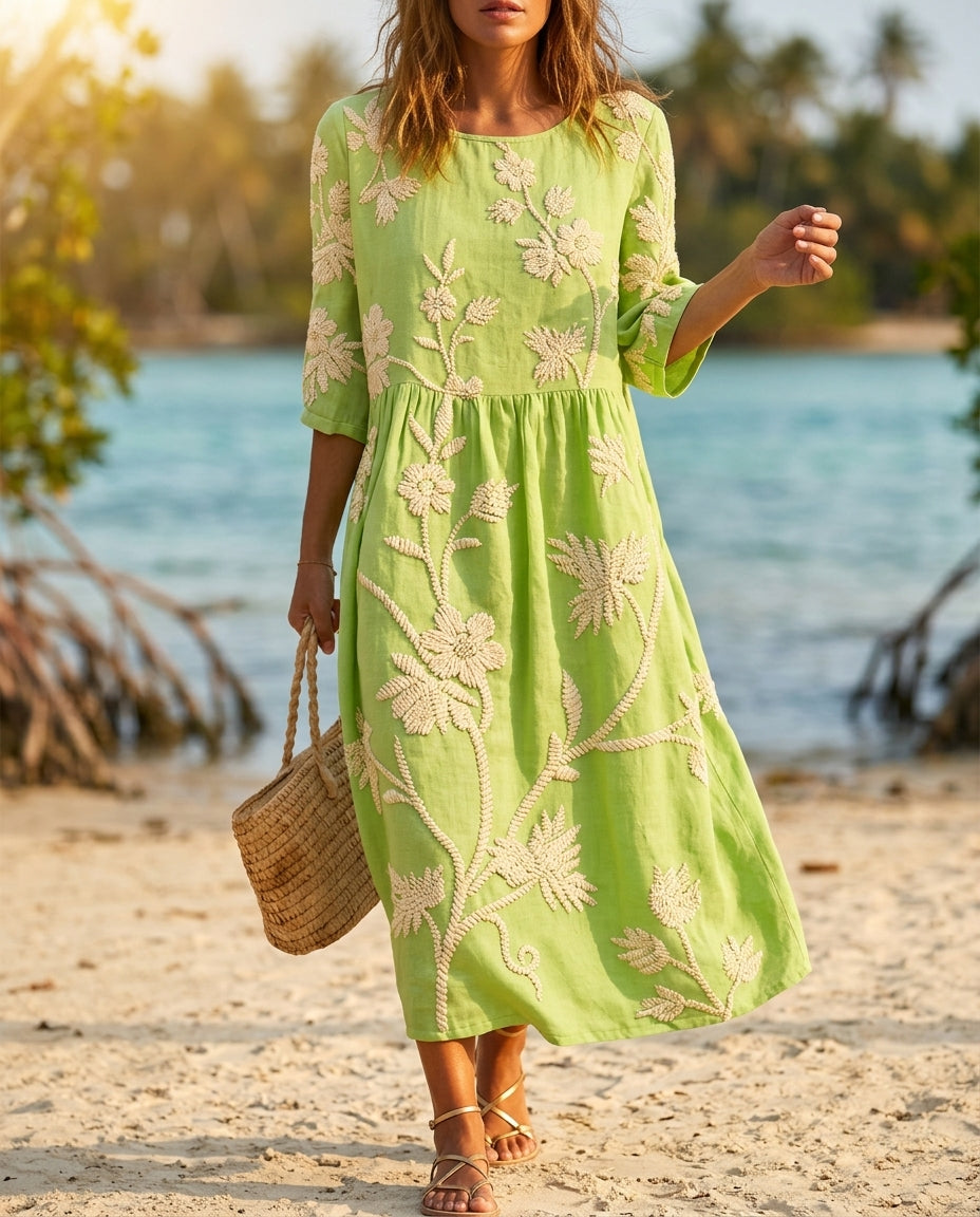 Isadora Women's Floral Embroidered Midi Dress