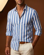 Sorrento Men's Striped Linen Button Up Shirt