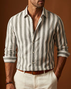 Sorrento Men's Striped Linen Button Up Shirt