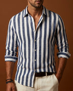 Sorrento Men's Striped Linen Button Up Shirt