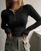 Marlowe Women's Ribbed Long Sleeve Henley