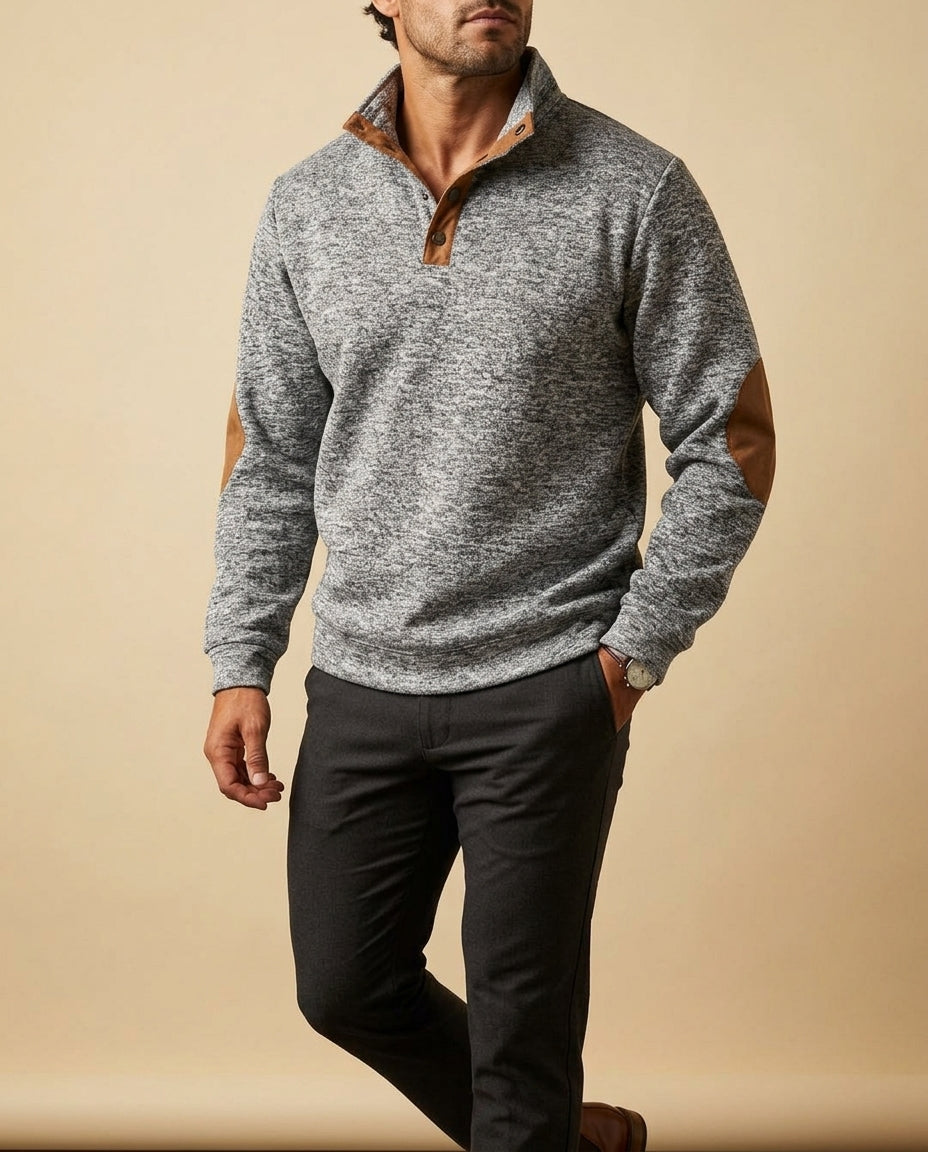 Holt Men's Heathered Knit Snap Sweater