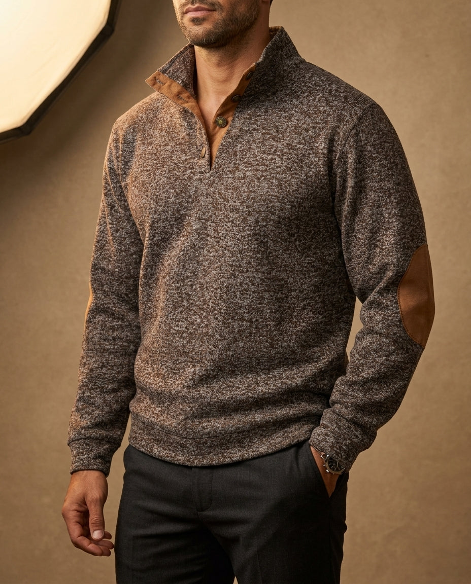 Holt Men's Heathered Knit Snap Sweater