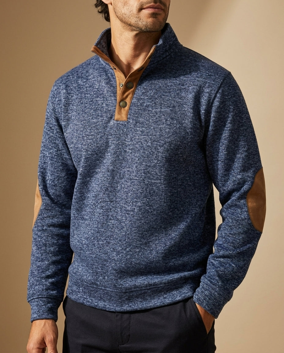 Holt Men's Heathered Knit Snap Sweater