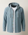 Reid Men's Ribbed Knit Hooded Button Shirt