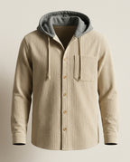 Reid Men's Ribbed Knit Hooded Button Shirt