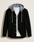 Reid Men's Ribbed Knit Hooded Button Shirt