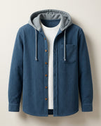 Reid Men's Ribbed Knit Hooded Button Shirt