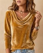 Vivienne Women's Draped Velvet V Neck Top