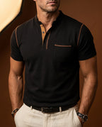 Callum Men's Knit Band Collar Polo Shirt