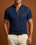 Callum Men's Knit Band Collar Polo Shirt